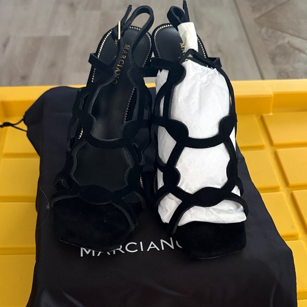 Marciano Black Strappy Heels
